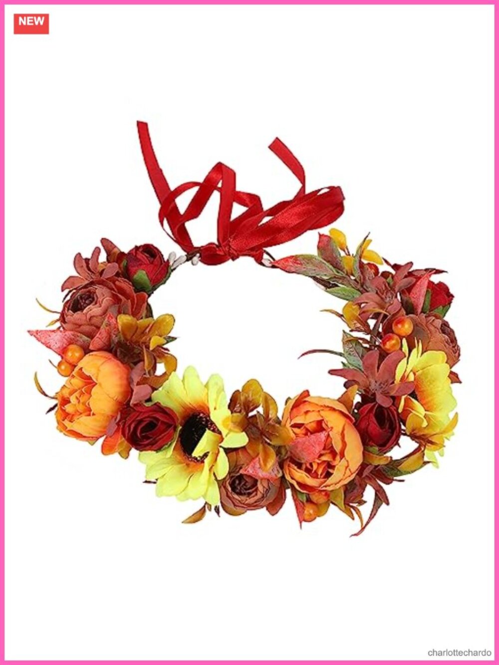 Fabric Flower Wedding Crown Headband Garland Halo Bohemian Headpiece